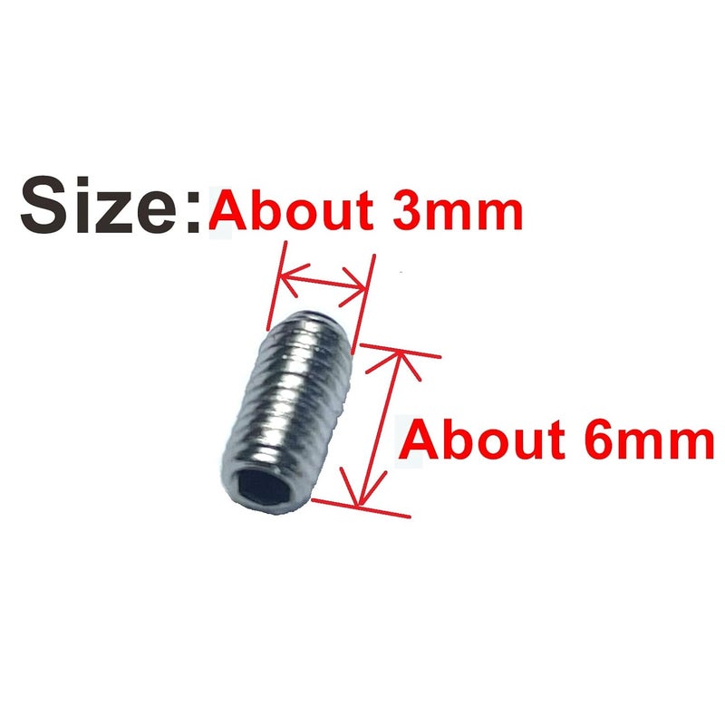 ZDingTech 50pcs M3 x 6mm 304 Stainless Steel Guitar Bridge Saddle Height Adjustment Screws for Fender Stratocaster Telecaster with 1.5mm Wrench,Set Grub Screws Hex Allen Head Socket Set Screws Bolts - Image 3